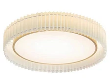 KCO Lighting Fabric Drum Shade Semi Flush Mount Ceiling Light Vintage Brushed