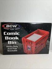 1 BCW Red Short Comic Book Bin - Heavy Duty Acid Free Plastic Stackable Box !!!!