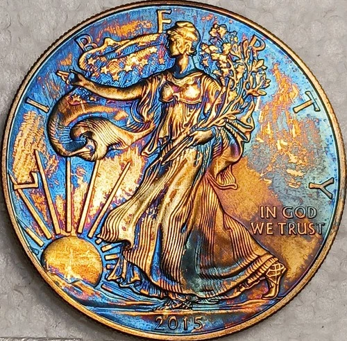 2015 American Silver Eagle GEM BU Unc .999 ounce Toning Toner ASE monster toned
