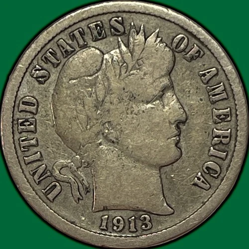 1913-S Barber Dime Silver Fine F Coin #33531