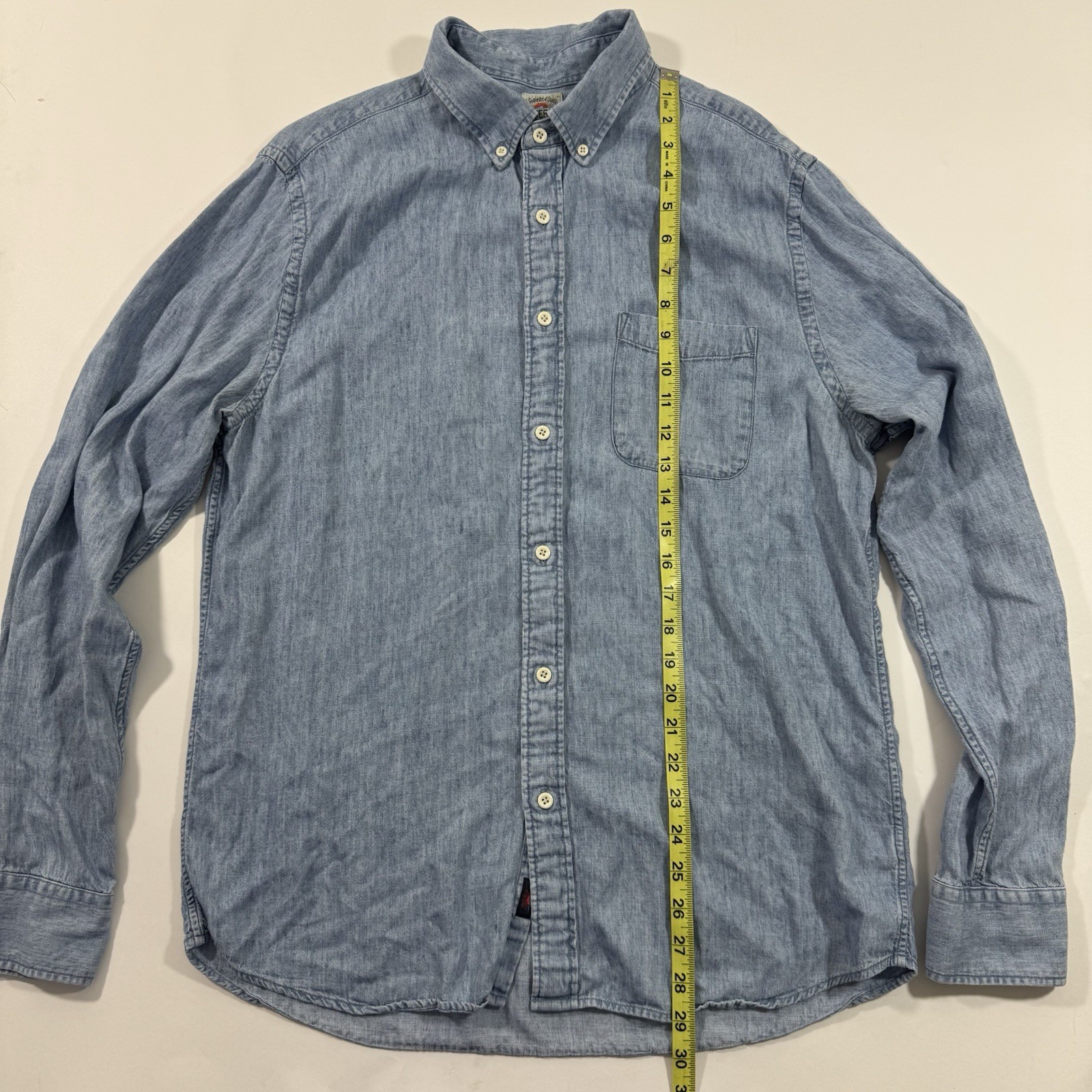 Faherty Chambray Button Down Shirt Blue Size Larg… - image 7