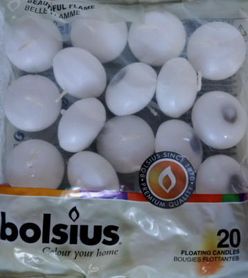 WEISSE SCHWIMMKERZEN 20er Pack Bolsius Brenndauer 5 Stunden