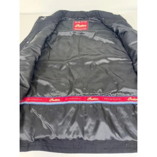 Indian Motorcycle Vest Mens 2XL Gray Canvas Snap Front Padded Logo image 3