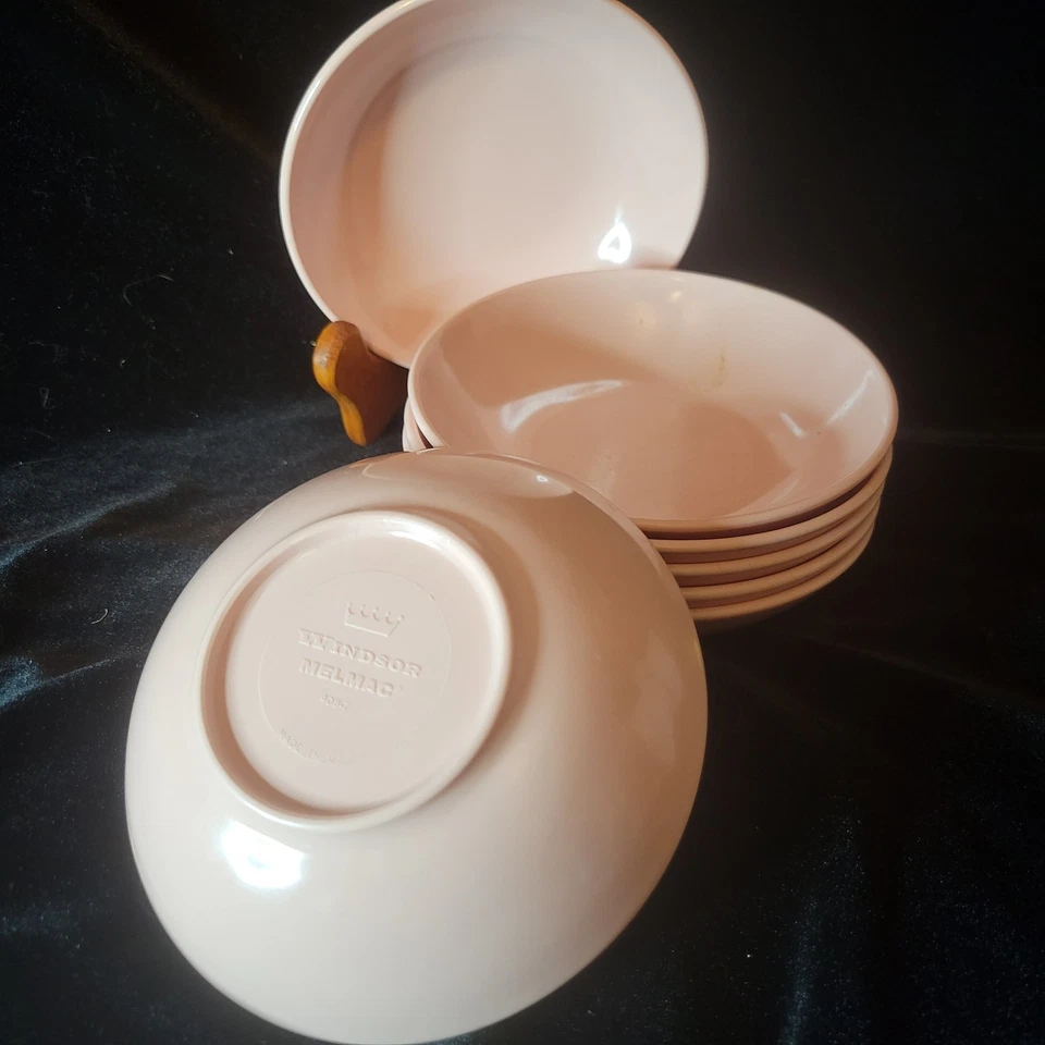 Set of 7 Vintage Pink Windsor Melamine Berry/Dessert 5" Bowls - Image 2 of 4