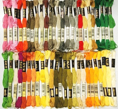 50 DMC 25 Embroidery Floss Lot of 50 Different Colors  #603 thru 746 FULL Skeins