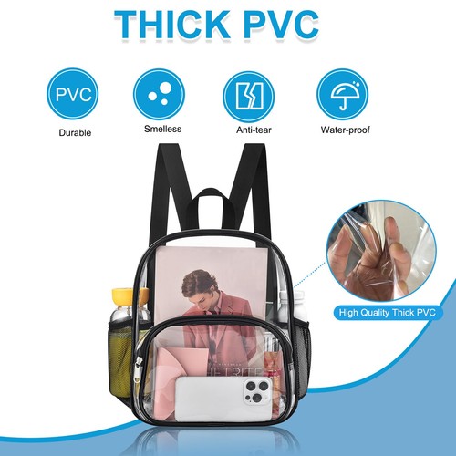 Clear Backpack for Stadium Events Clear Backpack 12x12x6 with Front Pocket fo... - Picture 5 of 7