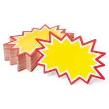 Starburst Signs with Stickers 200pcs | 4x6" Yellow Price Tags for Sales
