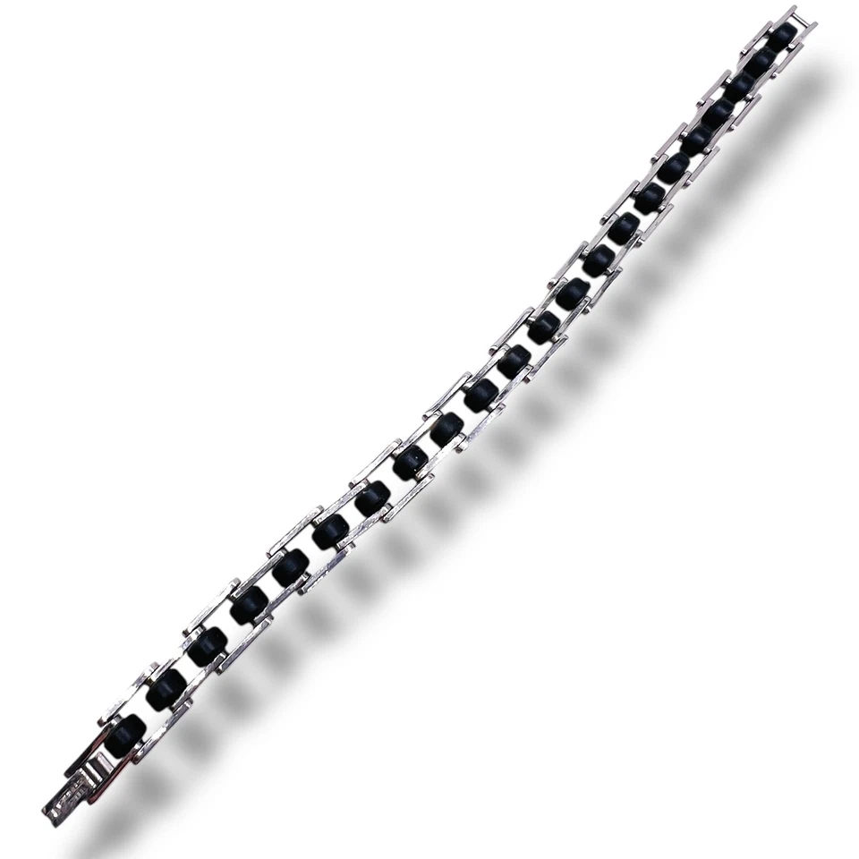 EDForce 不锈钢橡胶自行车手链男式 8 — 第 4/4 张图片