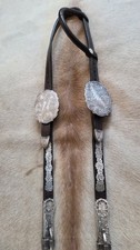 VTG MARK SADDLERY STERLING SILVER STATEMENT SHOW HEADSTALL EAR BIT CLIP BRIDLE