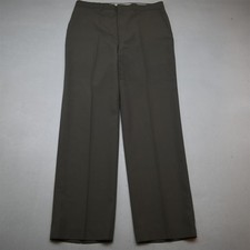 Vtg USA Made 34x32 Tan Brown Wool Flat Front Classic Dress Mens Pants