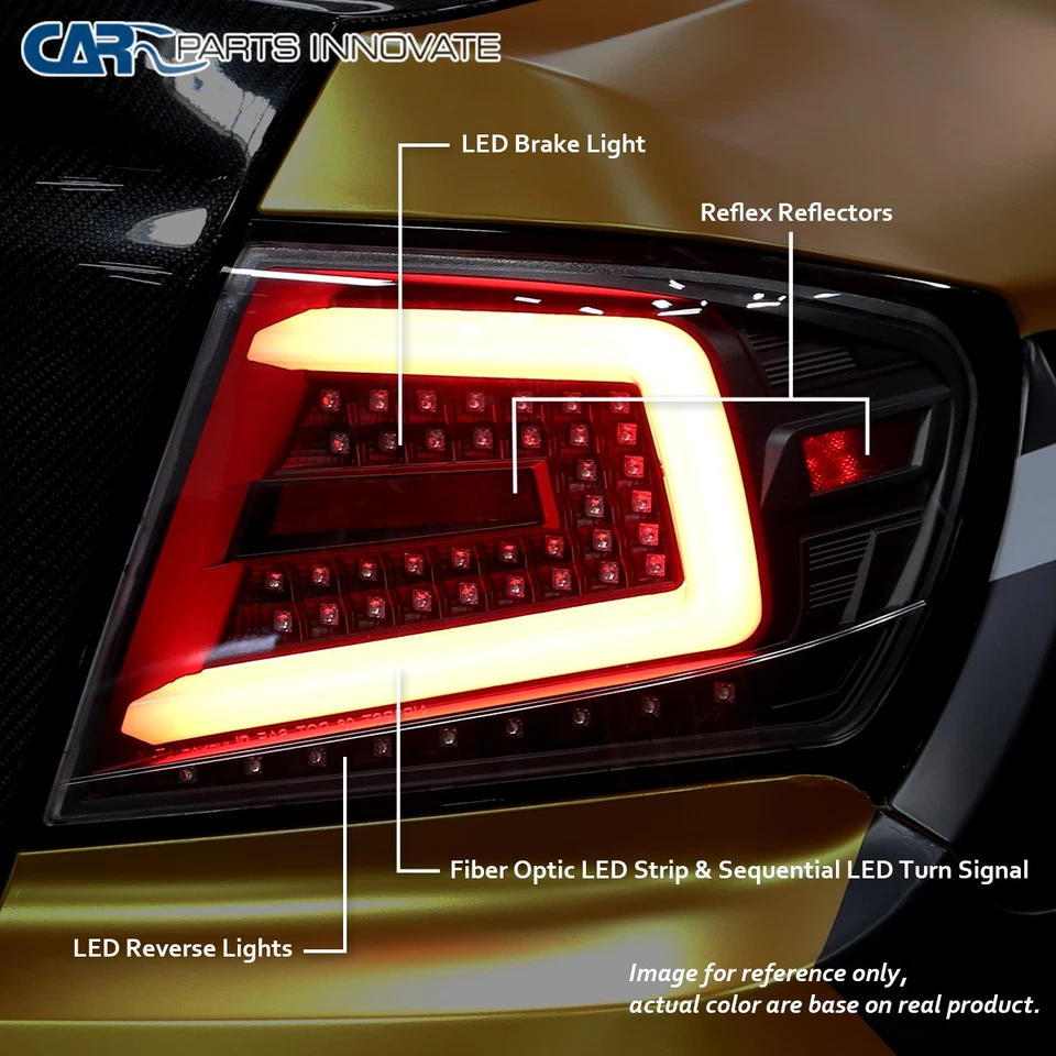 Fit 08-14 Subaru Impreza WRX Glossy Blk Dark Smoke Tail Lamps+Sequential LED Bar Foto 4 de 4