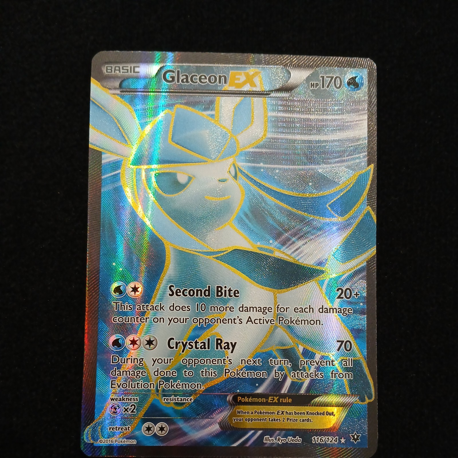 Pokémon TCG Fates Collide Glaceon EX Full Art Card 116/124 NM