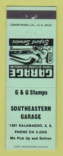 Matchbook Cover - Southeastern Garage Sunoco oil gas Grand Rapids MI