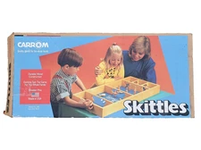 Vintage Original Skittles by Carrom Bowling Game - Complete w 12 Pins & 2 Tops