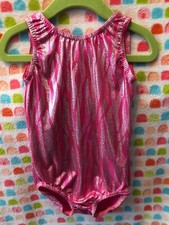 Lavalune gymnastics dance LEOTARD CS child small SHINY PINK ZEBRA STRIPES Bling