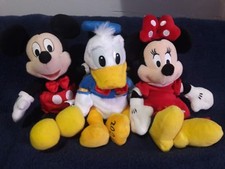 Disney Lot of 3 Mickey MInnie and Donald Duck Beanbag Plush