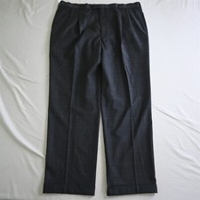 Jos A Bank 40x32 Gray Windowpane 100% WooPleated Cuffed Windsor Dress Pants
