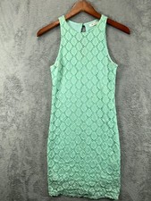 EVERLY Womens Dresses Small Bodycon Mint Green Lace Overlay Sleeveless Sheath