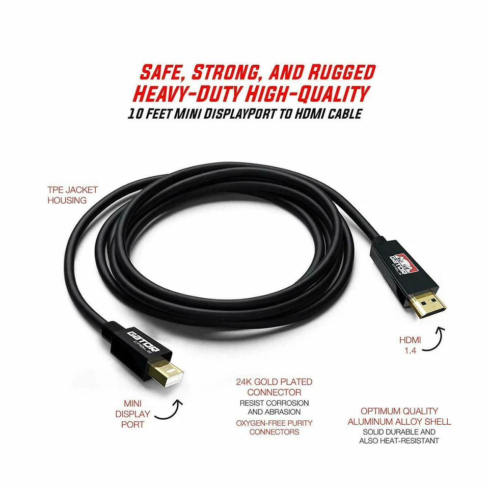 Mini DisplayPort DP Thunderbolt to HDMI Cable Adapter HD 4K for MacBook Surface - Image 3 of 4