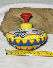 Vintage Toys Ohio Art Spinning Top Toy Tin Litho Circus Animal Train Knob USA