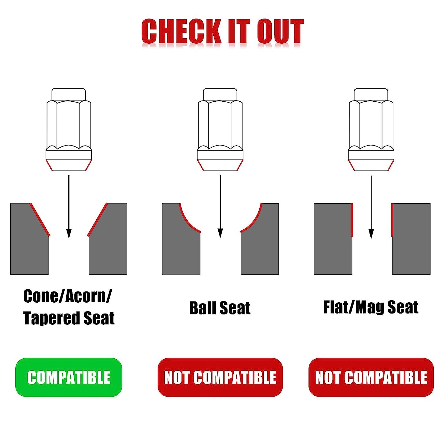 20pc M12x1.25 Chrome Wheel Lug Nuts for Nissan Altima Murano Maxima March Kicks Love Gorey