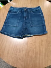 Seven 7 Jeans Shorts Size 10 Blue Denim Mid Rise Big Pockets Dark Wash