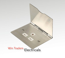 MK Albany Plus 1 Gang 13A Floor socket Hinged Cover Matt Chrome