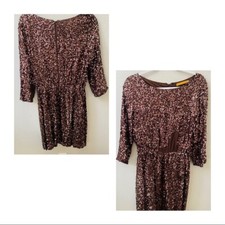 ALICE + OLIVIA brown sequin long sleeve mini dress -flawed- womens M