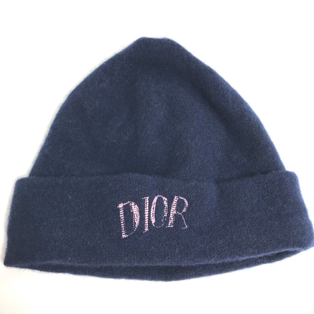 Dior 013MB10AT995 logo bonnet tricot bonnet tricot chapeau tricot cachemire bleu marine/rose