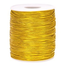 Elastic Cord,Gold Elastic Ribbon,110 Yards 1Mm Metallic Tinsel Stretch Cord,Elas