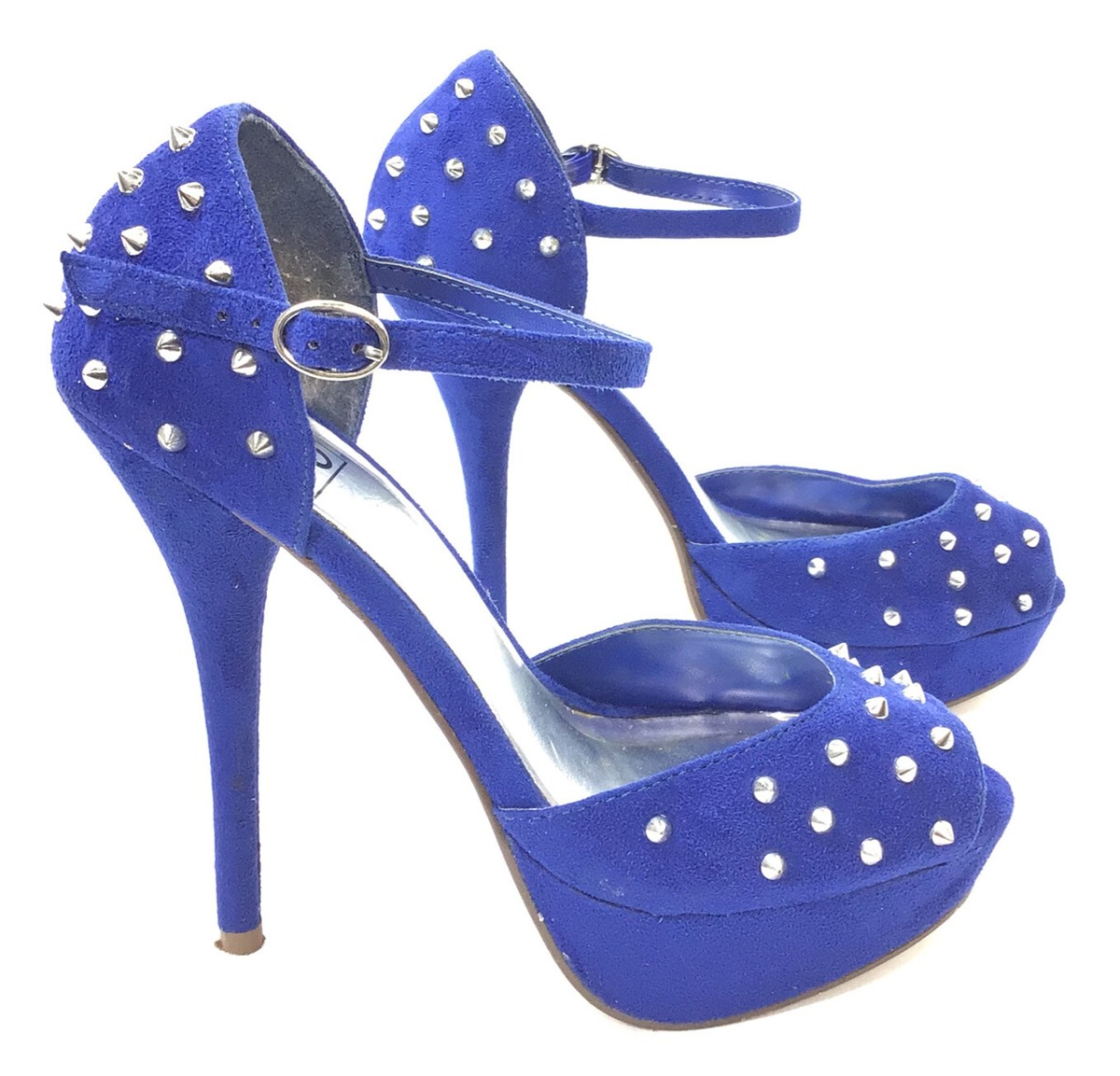 Speed 98 Blue Heels With Silver Spikes Women's Size
