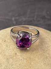 SIMULATED AMETHYST RING set in .925 STERLING SILVER FREE SHIPPING