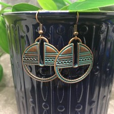 2 Bronze-tone Earring Set Bohemian Retro Drop Dangle Hook New Free Ship 7108