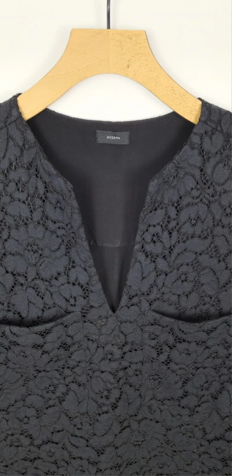 JOSEPH BLACK FLORAL LACE OCCASION EVENING LONG SLEEVES DRESS SIZE 38 UK 10 - Image 3 of 4