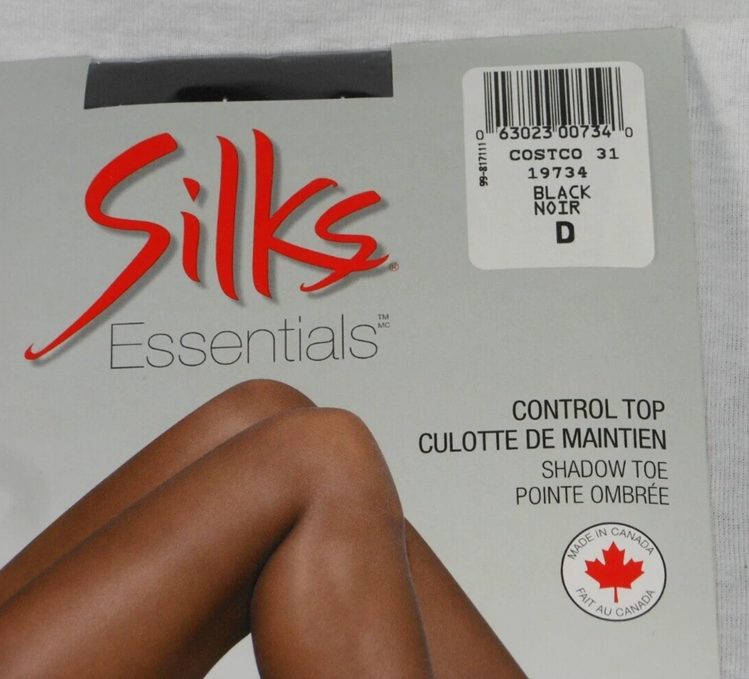 Silk Essentials panty hose. Black. Control Top. Size D. PH1c MS1