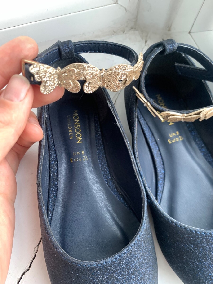 Beautiful Monsoon Navy blue glitter gold butterfly pump excellent  quality