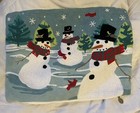 Pier1 3 Snowmen  Embroidered Pillow Cover