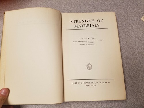 Strength of Materials by Ferdinand Singer 1951 1st Edition Book Vintage Science - 第 3/3 張圖片