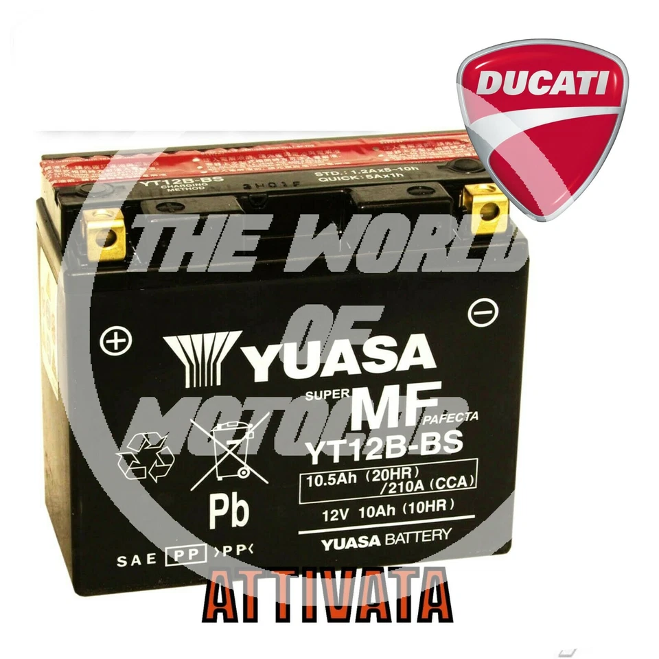 BATTERIA YUASA YT12B-BS PER Ducati Monster 695 2007 2008 YT12BBS GIA' ATTIVATA  - Immagine 2 di 3