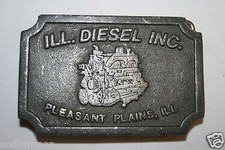 Vintage ILLinois Diesel Inc Pleasant Plains ILL. Belt Buckle RARE Engine