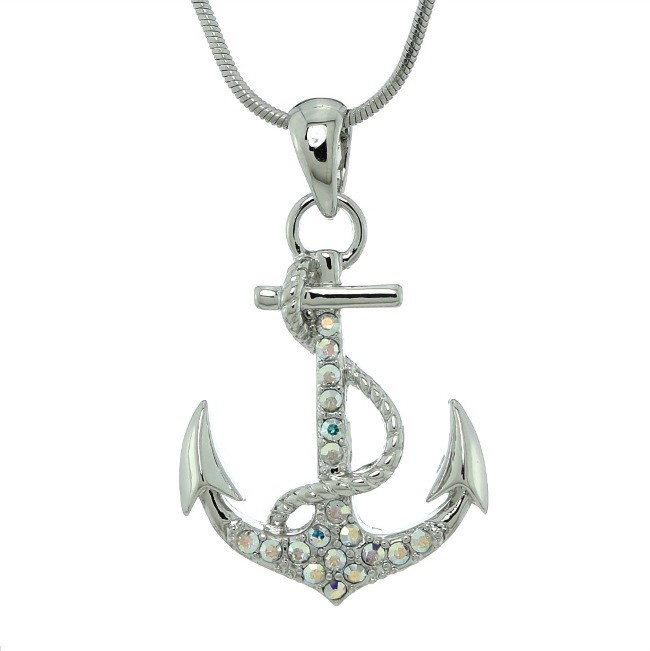 Swarovski Crystal AB Ocean Anchor Pendant Necklace Chain