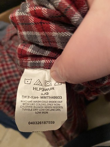 Camisa Wrangler para hombre talla grande con botones franela roja verde a cuadros manga larga - Imagen 9 de 10