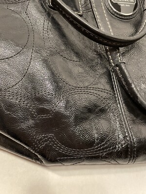 Coach F15658 Black Stitch Signature Leather Framed Carryall