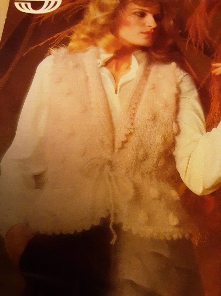 Original Vintage Sirdar Mohair Ladies Waistcoat 30"-38" Knitting Pattern 6305 - Image 2 of 3