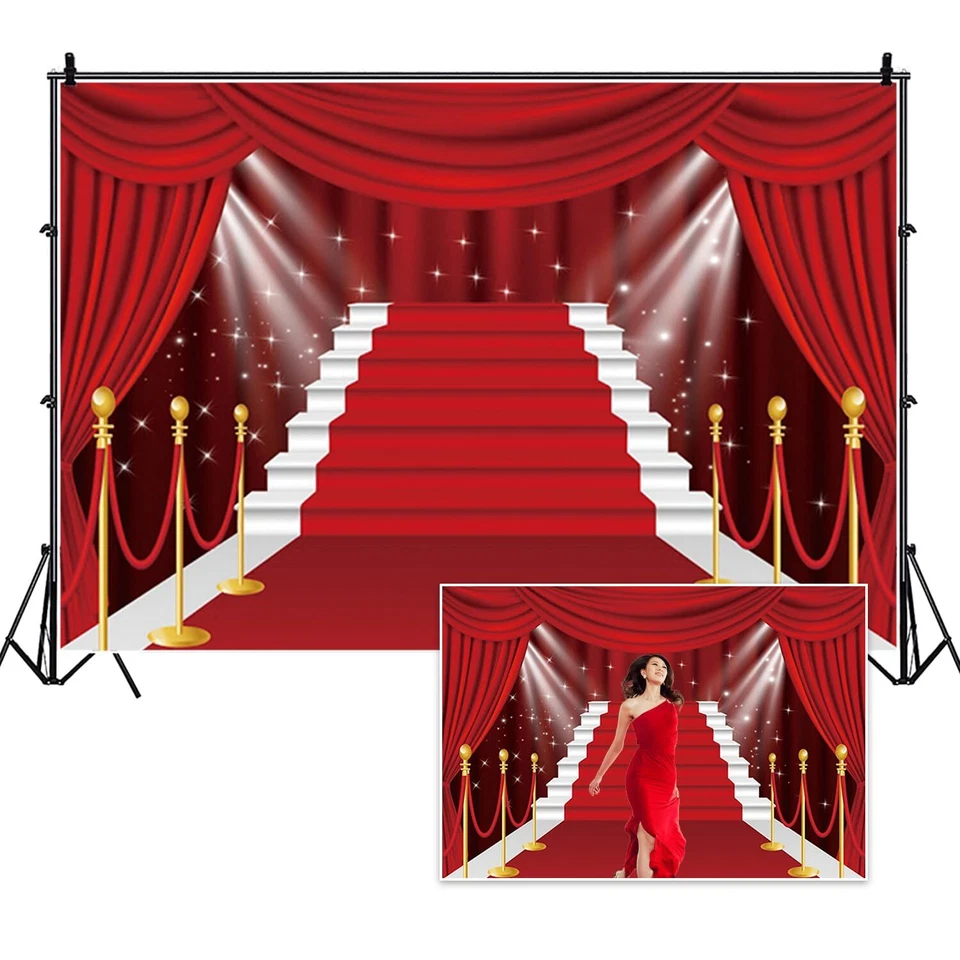 2.7x1.8m Roter Vorhang Bühne Hintergrund Roter Teppich Beleuchtung Fotografie... - Bild 2 von 4