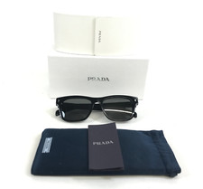 Prada Sunglasses SPRA17 16K-731 Black Silver Square Frames w/ Gray Glass Lenses