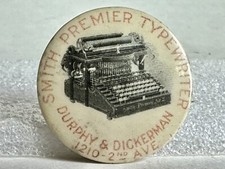 Antique Smith Premier Desk Typewriter Celluloid Advertising Vintage Old Pinback thumbnail