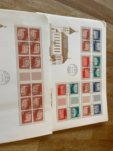 Switzerland 2 large Kehrdruck FDC covers 1973 Bern registered, awesome !!