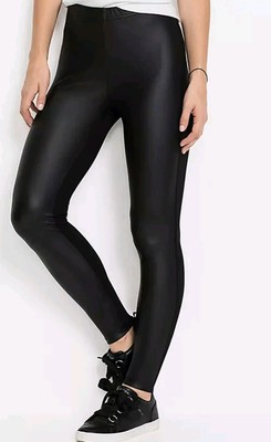 NEU MIT ETIKETT MÄDCHEN LEDER OPTIK MATT SCHWARZ JEGGING LEGGINGS VON YU & ME GRÖSSE S W24''