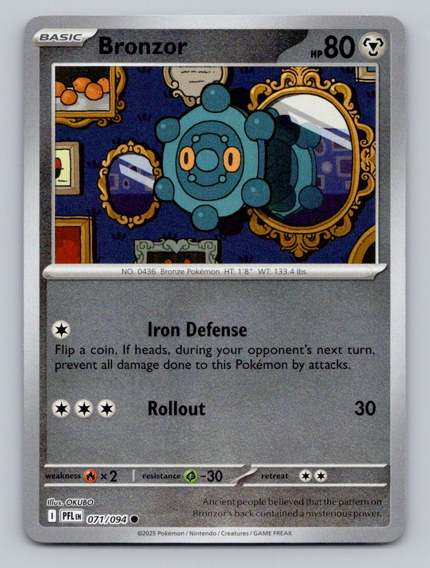 Reverse Holo Bronzor 071/094 Common Phantasmal Flames Pokemon